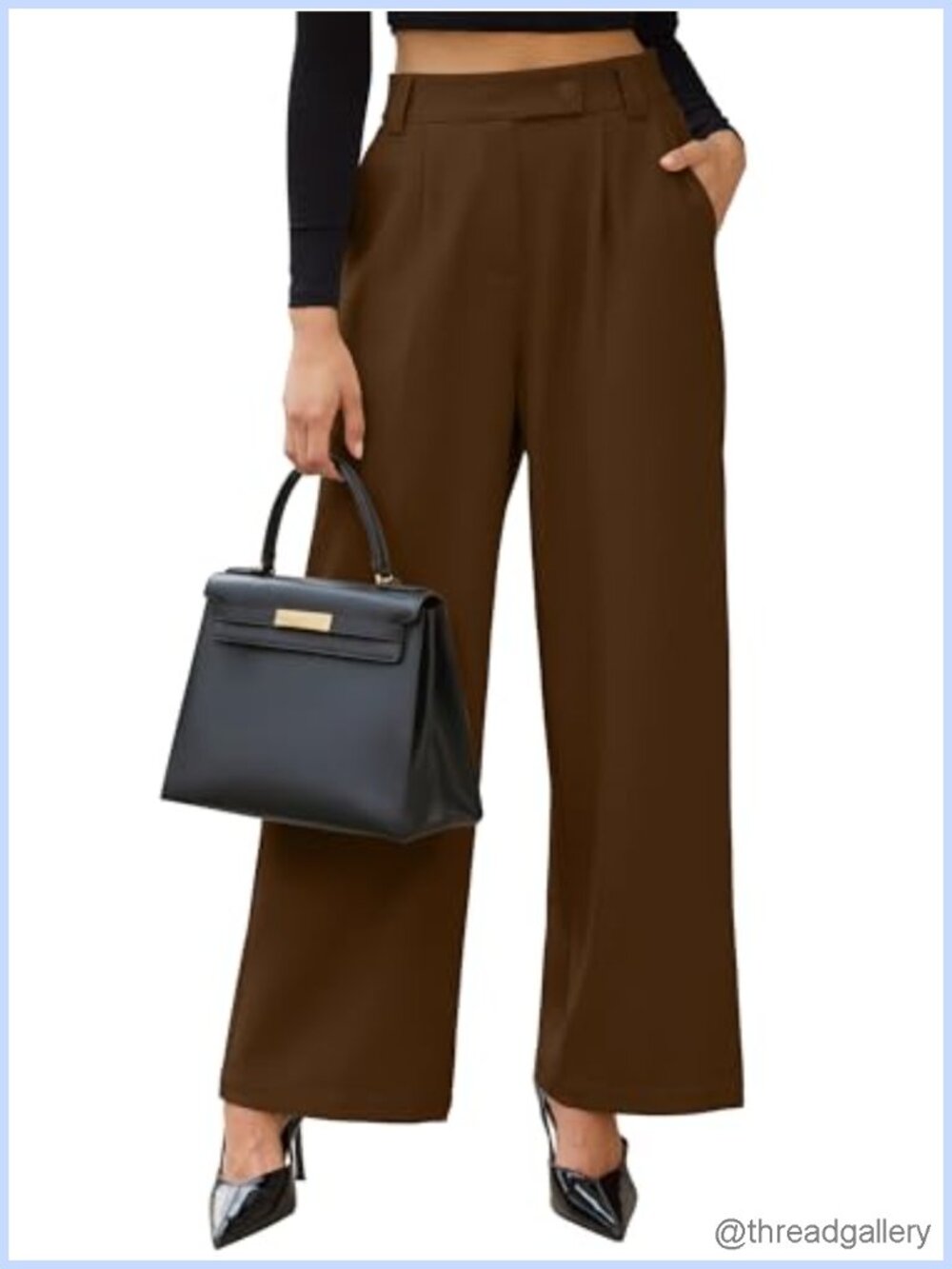 Wide Leg High Waist Dress Pants with Pockets Business Casual Trousers